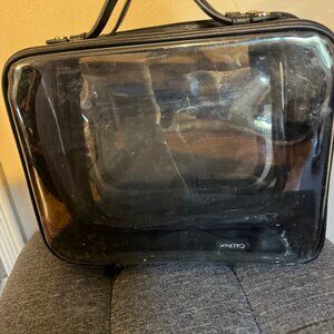 CALPAK clear travel / makeup train case in black – large size